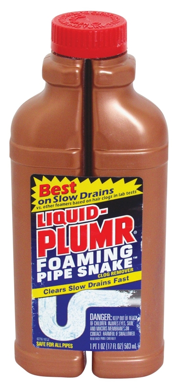 Foaming Pipe Snake Drain Clog Remover, 17 oz Bottle