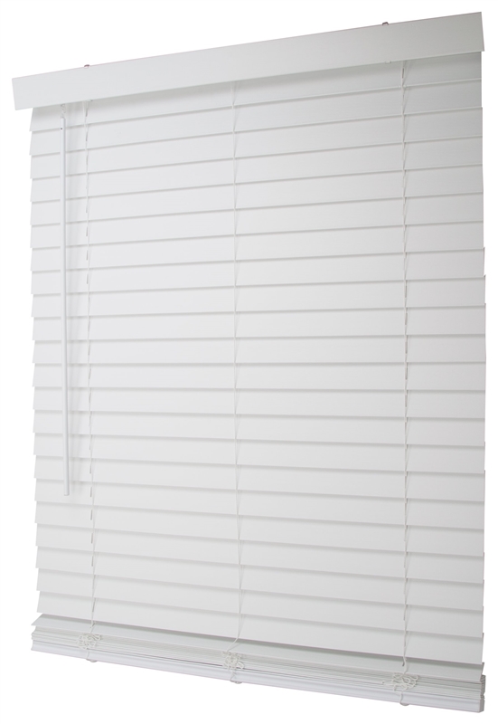 Cordless Faux Wood Mini Blind White 34 in W x 64 in L