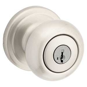 Juno Keyed Entry Door Knob, Satin Nickel Finish