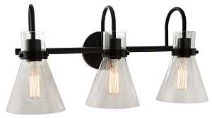 3-Light Black Vanity Light Fixture, E26 Medium Base, 60W Max