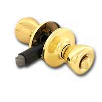 Mobile Home Privacy Door Knob Polished Brass 1-3/8 to 1-3/4 in