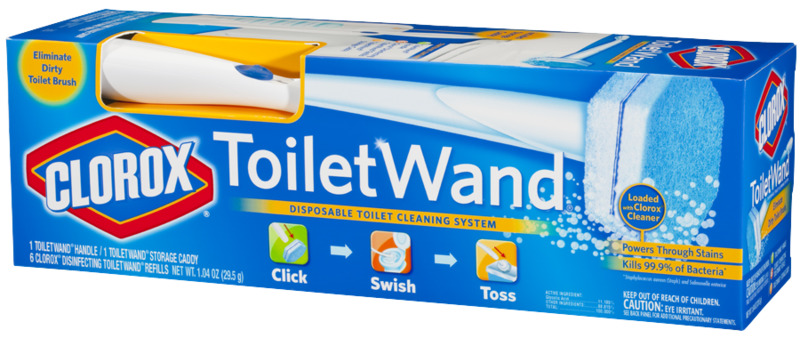 Toilet Wand Kit, White, 15-3/8 in Plastic Handle with Caddy & Heads