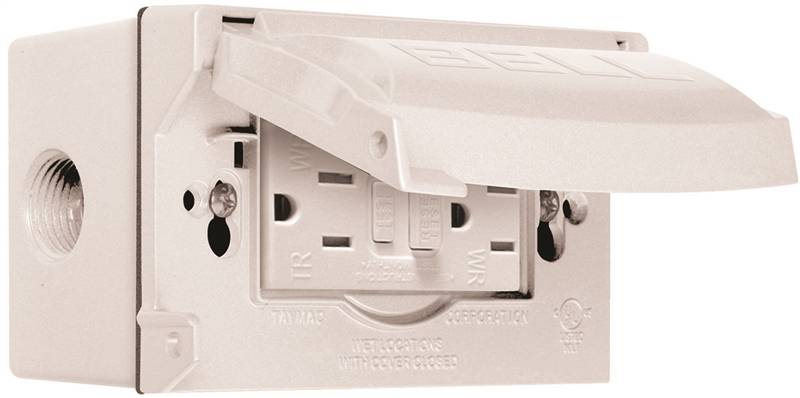 Weatherproof GFCI Cover Kit White 3-9/64 in L x 7 in W