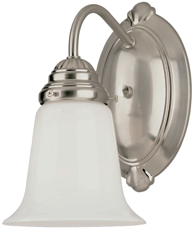 Brushed Nickel 1-Light Wall Fixture with Opal Glass