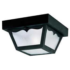 8 in. Square Black 1-Light Ceiling Fixture, 60W Max