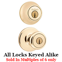 Tylo Keyed Entry Knob & Deadbolt Combo Pack, Polished Brass