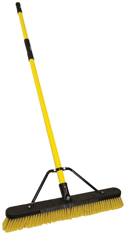 Push Broom with Scraper, Weather-Resistant Fiberglass Handle