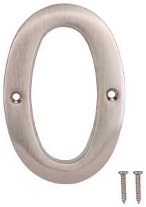 4 in Satin Nickel House Number 0, Zinc