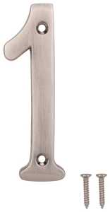 4 in Satin Nickel House Number 1, Zinc