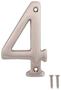 4 in Satin Nickel House Number 4 Zinc Includes Screws