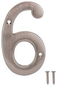 4 in Satin Nickel House Number 6, Zinc