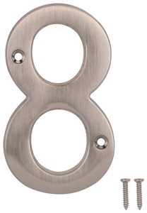4 in Satin Nickel House Number 8, Zinc