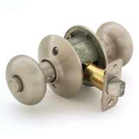 Plymouth Privacy Door Knob, Satin Nickel, Fits 1-3/8 to 1-3/4 in Doors