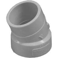 2 in PVC DWV Street Elbow 22-1/2 Deg Hub x Spigot Sch 40
