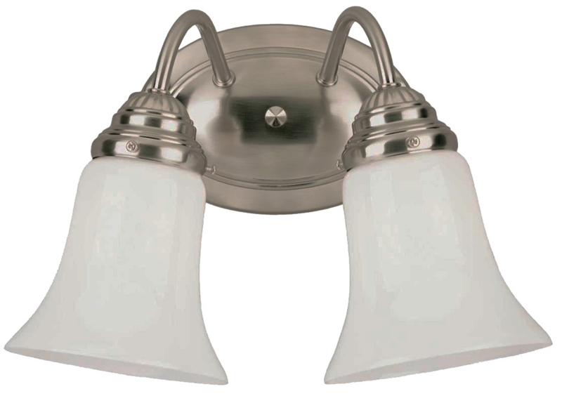 2-Light Wall Sconce Brushed Nickel White Opal Glass Medium Base