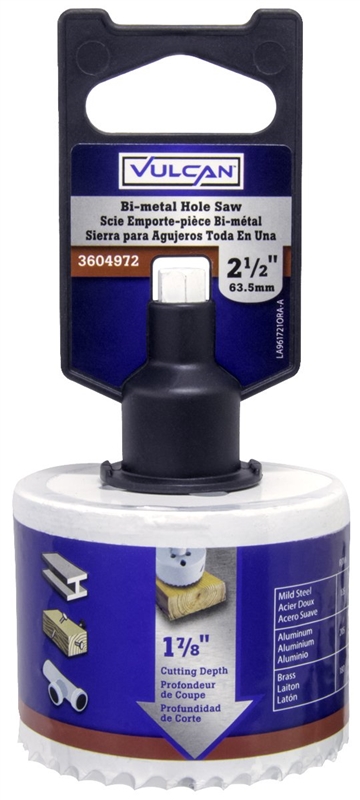 Heavy Duty Bi-Metal Hole Saw 2-1/2 in Dia, 1-3/4 in Cut Depth