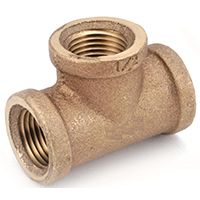 3/4 in Red Brass FIPT Tee, 200 PSI