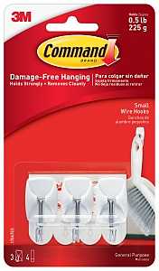 Small Wire Hooks Kit White 0.5 lb Capacity (3 Hooks/4 Strips)