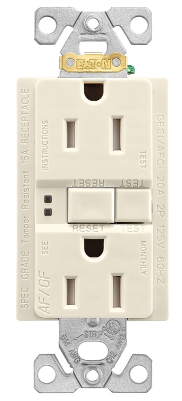 15A 125V TR AFCI/GFCI Duplex Receptacle 5-15R Light Almond