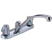 2-Handle Chrome Kitchen Faucet for 3-Hole Sink, 9 in Swivel Spout