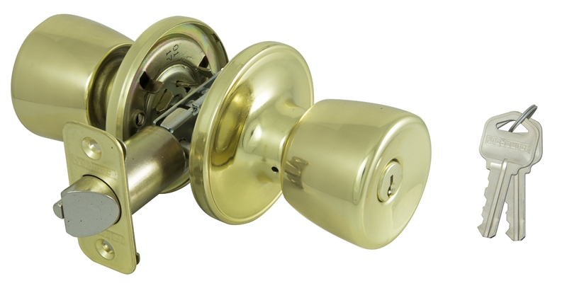 Tulip Keyed Entry Door Knob Set, Polished Brass