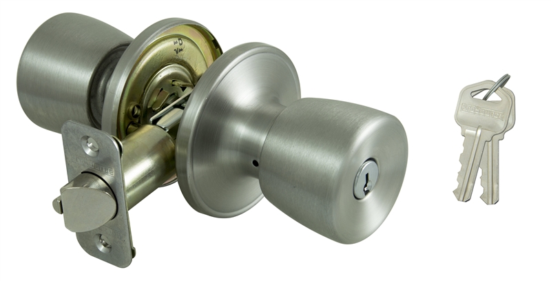 Tulip Keyed Entry Door Knob Set, Stainless Steel Finish