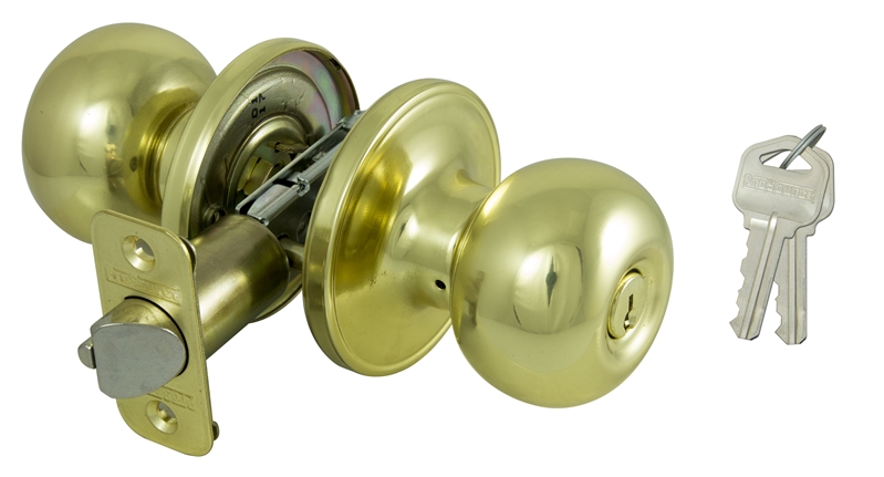Ball Entry Door Knob Set Polished Brass