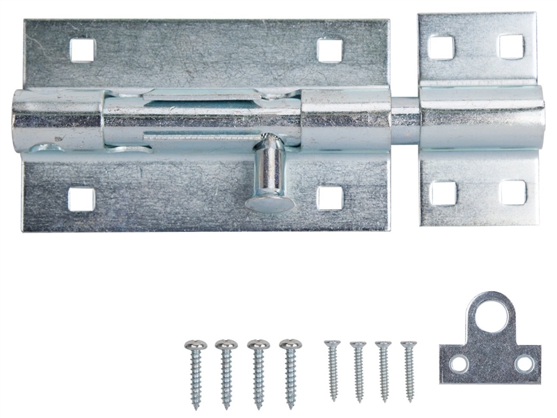 6 in Padlockable Barrel Bolt Lock, Zinc-Plated Steel