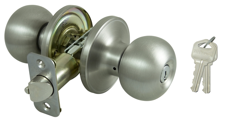 Ball-Style Keyed Entry Door Knob Set, Steel