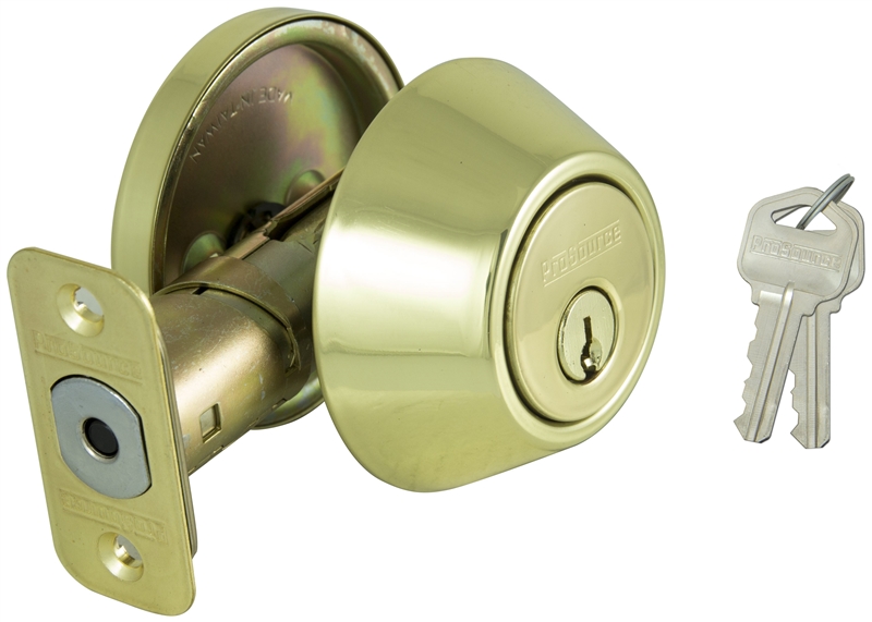 Single-Cylinder Deadbolt, Polished Brass, Adjustable Backset