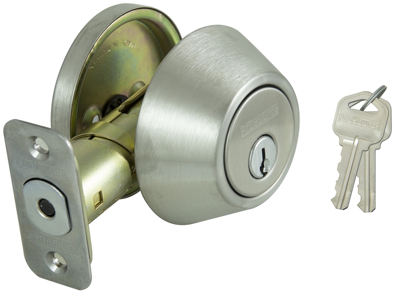 Single-Cylinder Deadbolt Lock, Stainless Steel