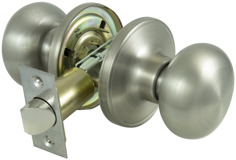 Passage Door Knobset Satin Nickel, Adjustable Latch 2-3/8 to 2-3/4 in