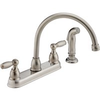 2-Handle Kitchen Faucet with Side Sprayer, Stainless Steel