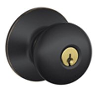 Plymouth Keyed Entry Door Knob, Aged Bronze, 1-3/8 to 1-3/4 in Door