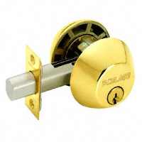 Single Cylinder Deadbolt, Light Brass Finish, Grade 2