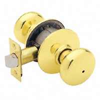 Plymouth Privacy Door Knob, Bright Brass, Fits 1-3/8 to 1-3/4 Doors