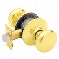 Plymouth Passage Door Knob, Bright Brass Finish