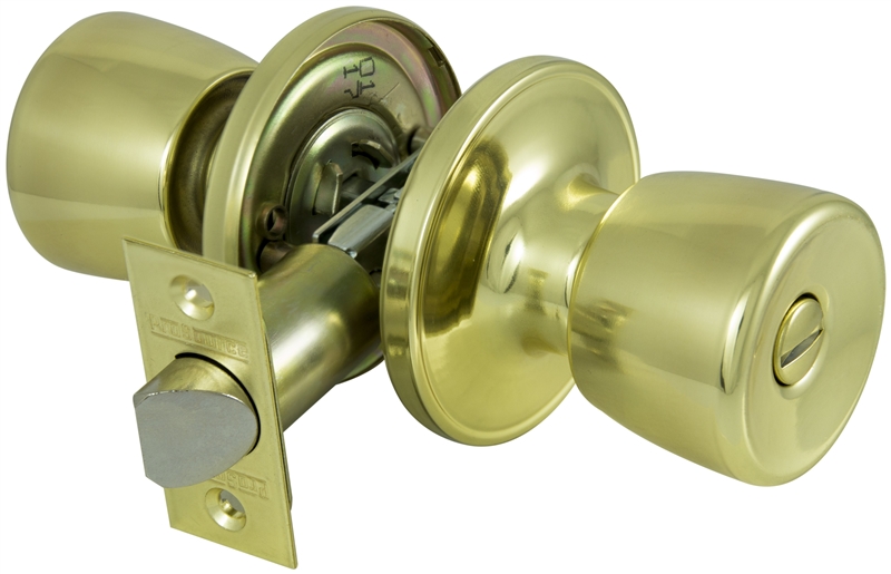 Privacy Door Knob Lockset, Polished Brass Finish