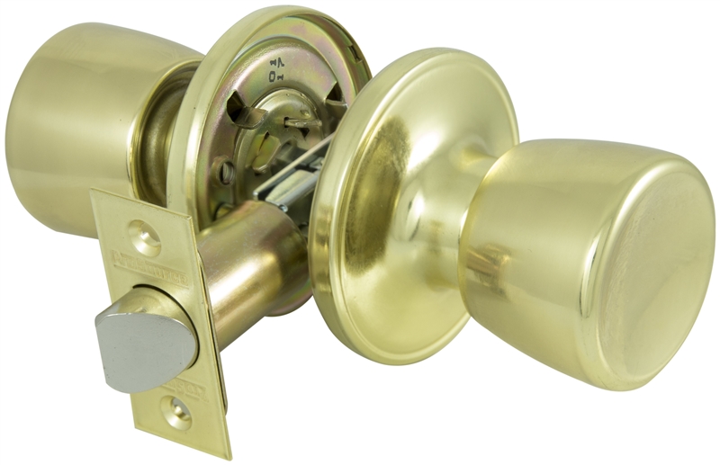Passage Door Knob Polished Brass 6-Way Adjustable Latch
