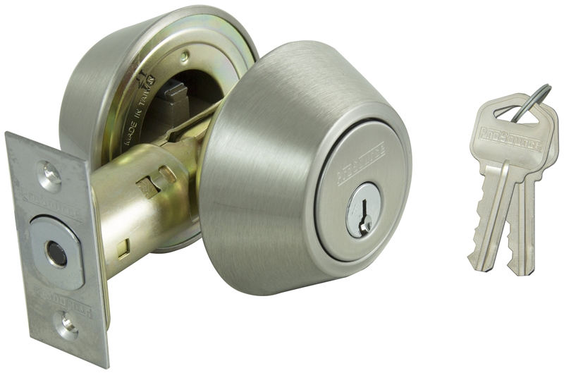 6-Way Adjustable Single Cylinder Deadbolt, Stainless Steel Finish