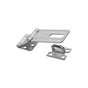Double Hinge Safety Hasp, Zinc Plated, 6-1/4 in L, 3-1/4 in Staple