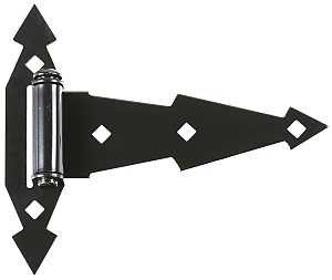 7 in Ornamental T Hinge, Black Zinc-Plated Steel, 55 lb Capacity