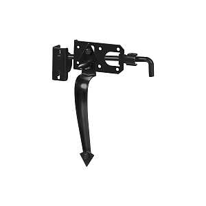 Ornamental Gate Latch, Black Steel, 3 in (Fits 1-1/2 to 3 in Thick)