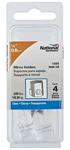 Clear Plastic Mirror Holder 35 lb Capacity Wall Mount 4 Pack