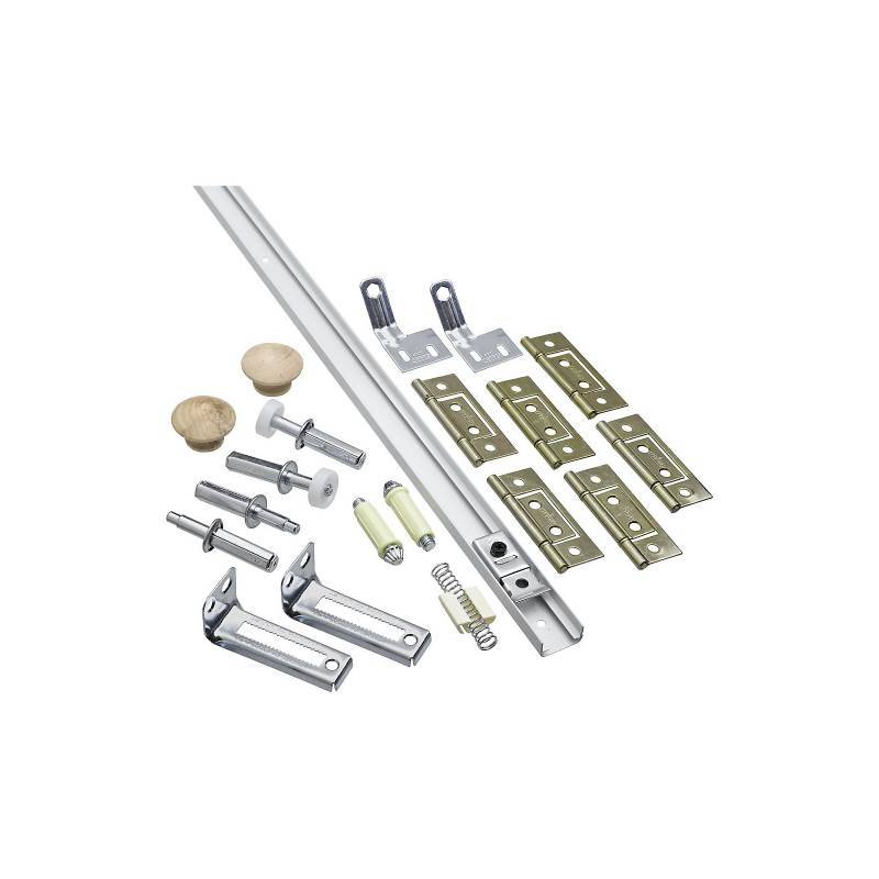 391D Bi-Fold Folding Door Hardware Set 60 in White Steel Surface Mount