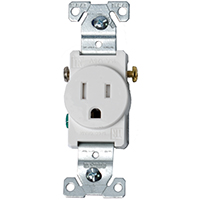 Eaton Wiring Devices TR817W-BOX Single Receptacle 2-Pole, 125 V, Side Wiring
