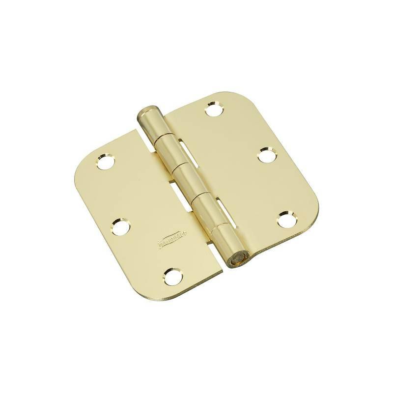 Full Mortise Round Corner Door Hinge 3-1/2 in Polished Brass Steel