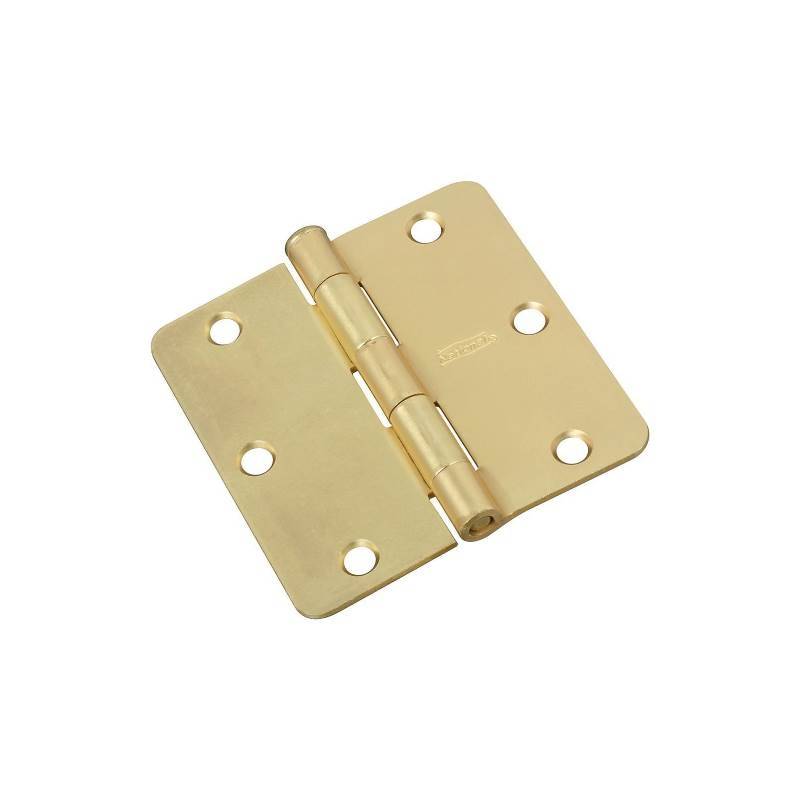 Satin Brass Full Mortise Round Corner Door Hinge, 3-1/2 in
