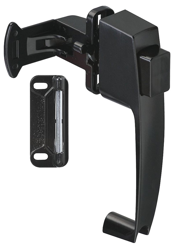 Black Pushbutton Latch for Screen & Storm Doors, 1-3/4 in Hole Spacing