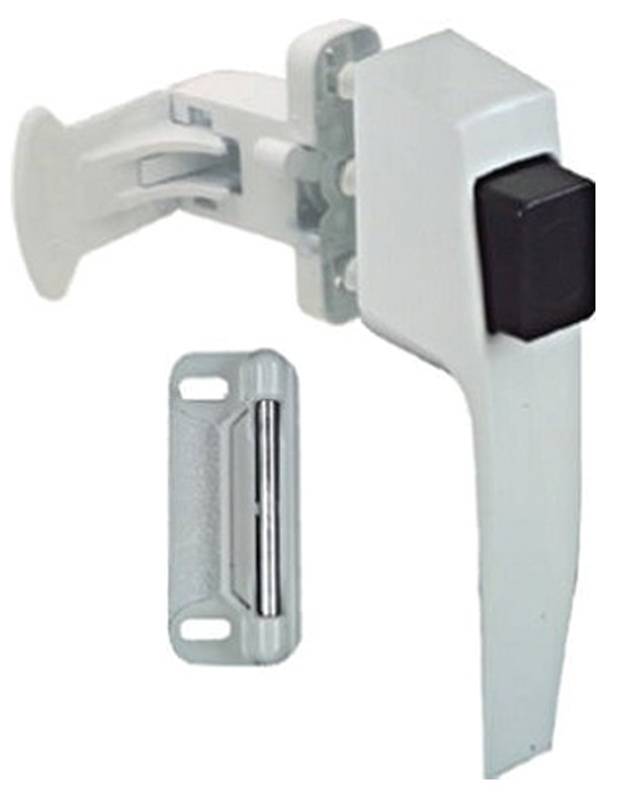 White Pushbutton Latch for Screen & Storm Doors, 1-3/4 in Spacing